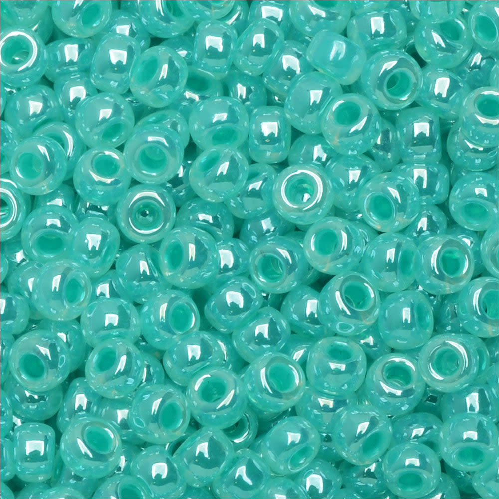 Miyuki Round Seed Beads, 8/0, #9536 Aqua Green Ceylon (22 Gram Tube)