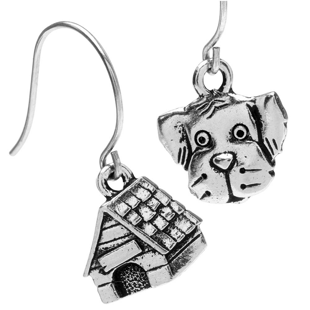 In the Doghouse Puppy Earrings in Silver