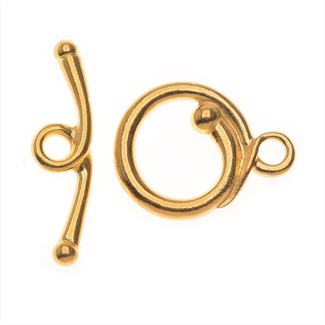 TierraCast Maker's Collection, Toggle Clasps, Renaissance 16.5mm, 22K Gold Plated (1 Set)
