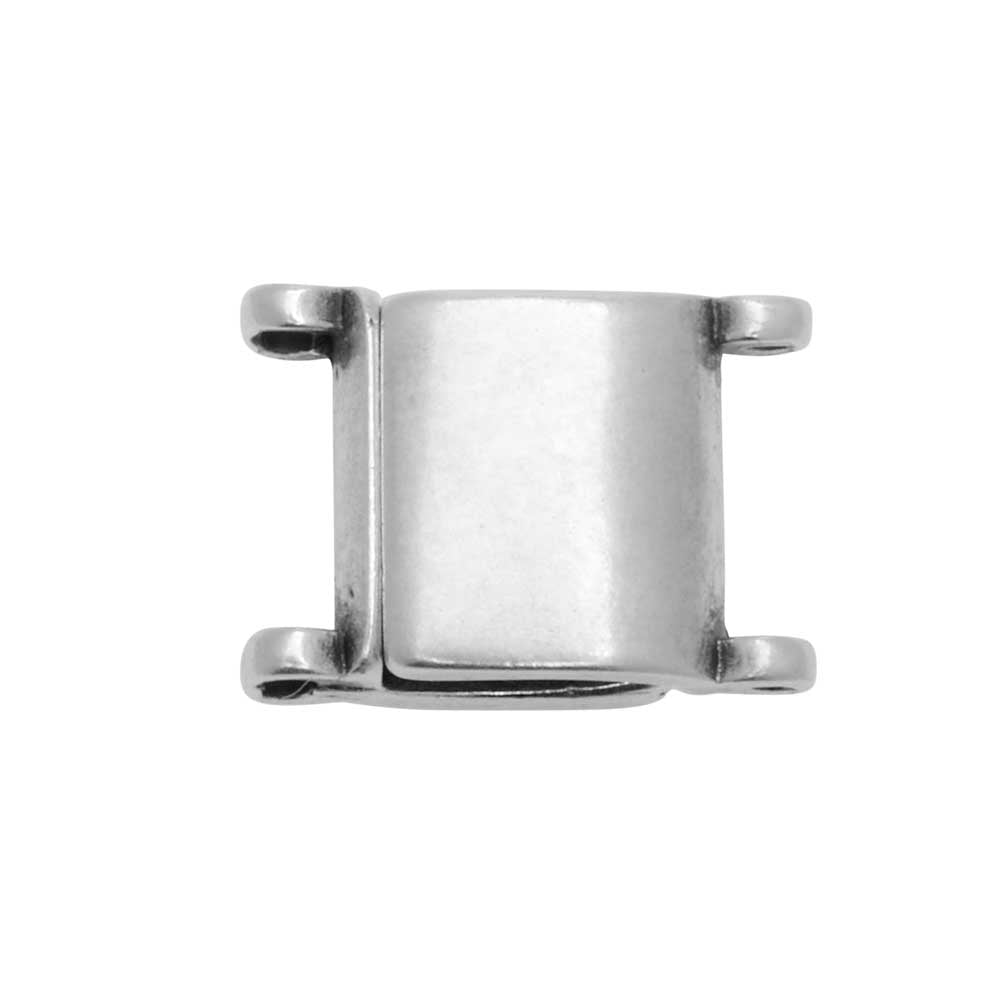 Cymbal Magnetic Clasps for 11/0 Delica & Round Beads, Axos, Square 13x9.5mm, Antiqued Silver Plated (1 Set)