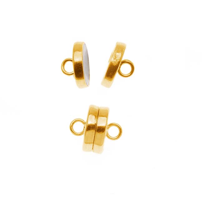 The Beadsmith Magnetic Clasp, Flat Round 8mm, Gold Tone (1 Set)