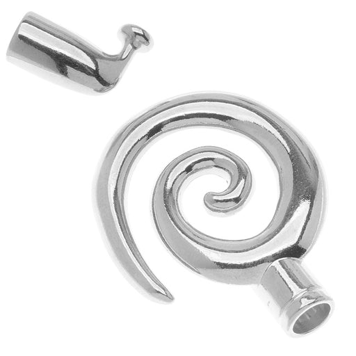 Magnetic Clasp, Tube Cord Ends Fits 6.2mm Cord, 1 Set, Silver Plated