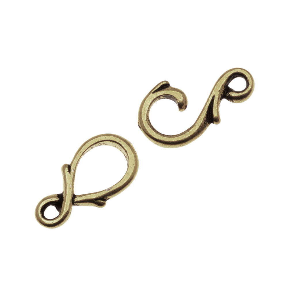 TierraCast Hook & Eye Clasps, Vine 20mm, Brass Oxide Finish (1 Set)