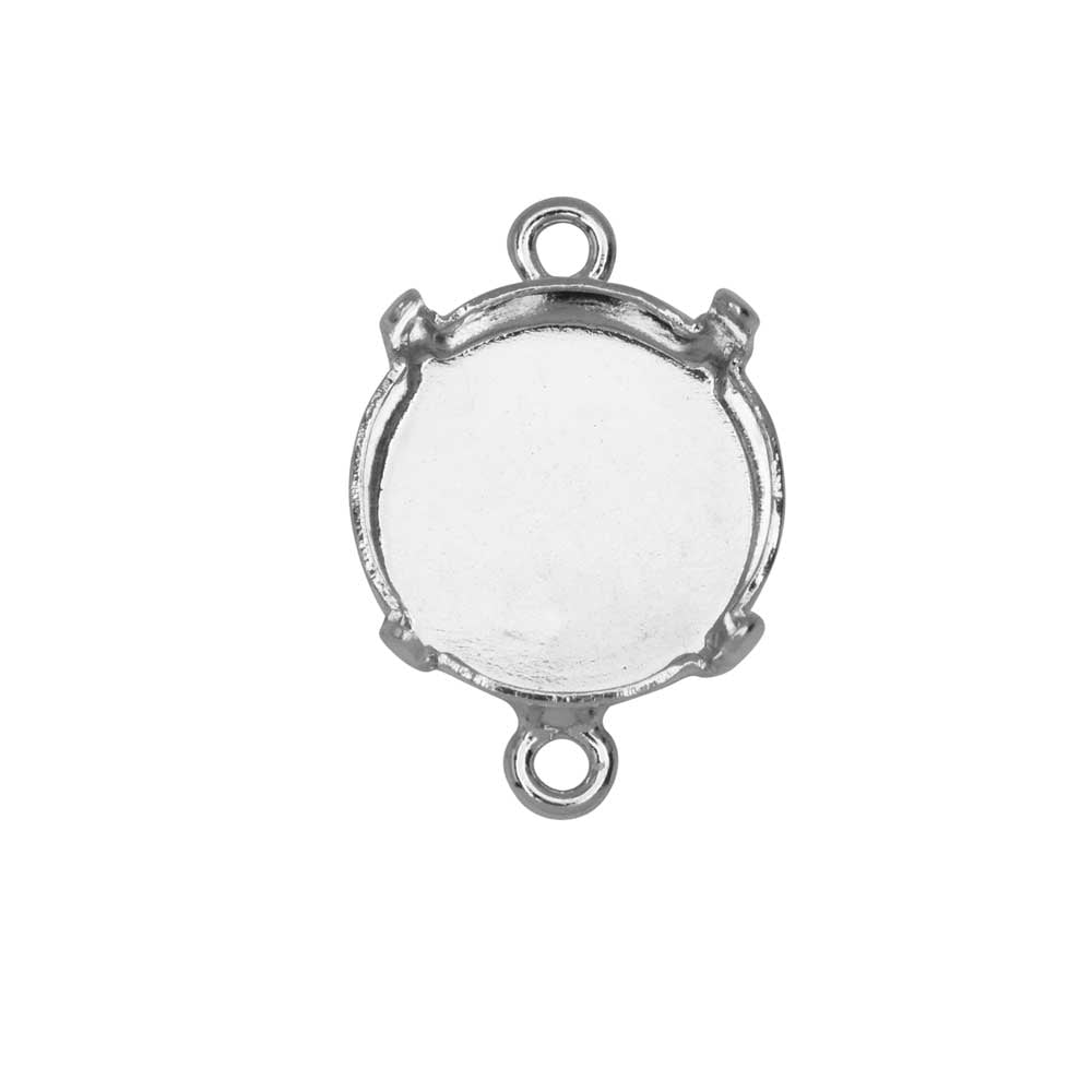 Gita Jewelry Stone Setting for PRESTIGE Crystal, Connector for 12mm Rivoli, Rhodium Plated