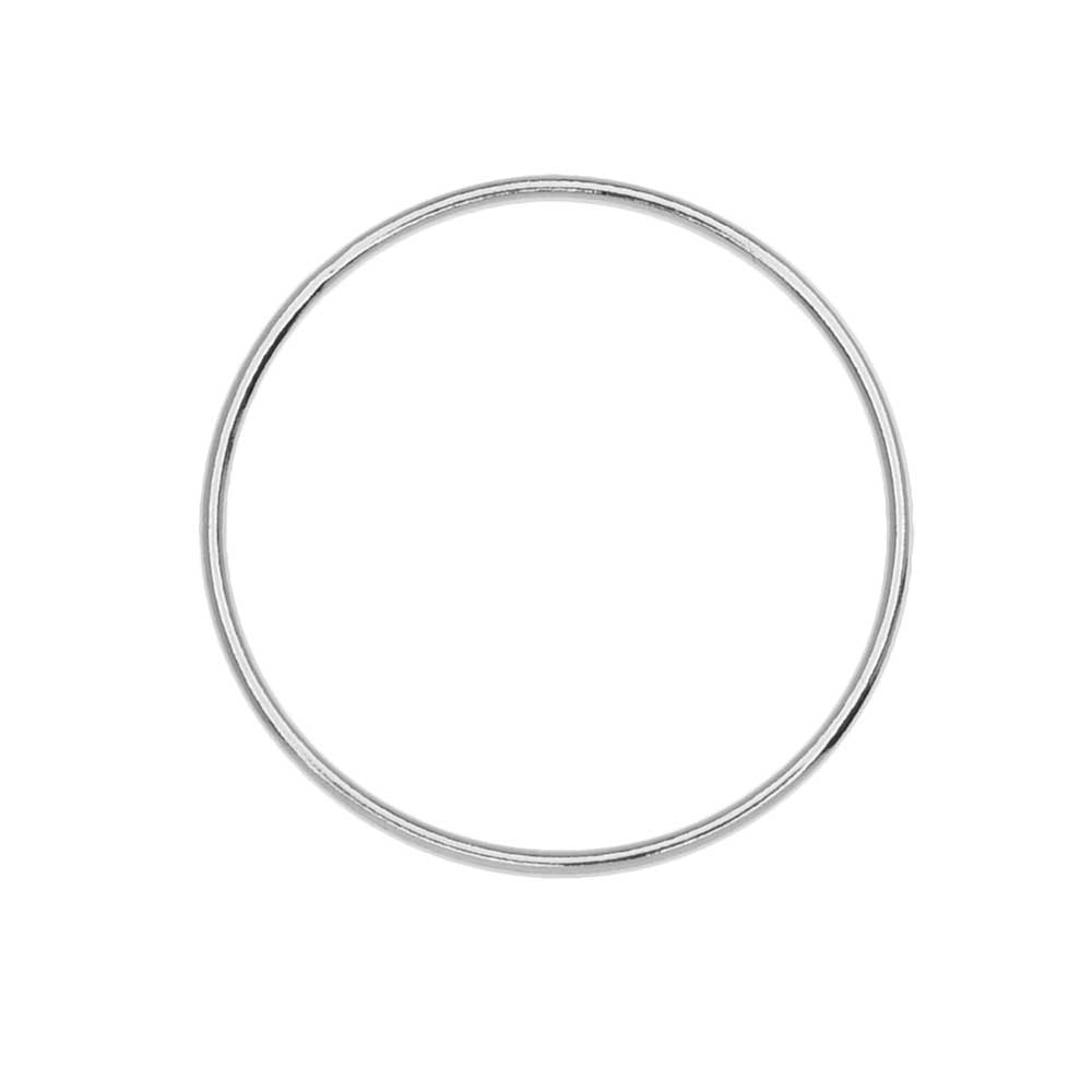 Large Circle Open Frame Link, 25mm Diameter / 18 Gauge Thick, Sterling Silver (1 Piece)