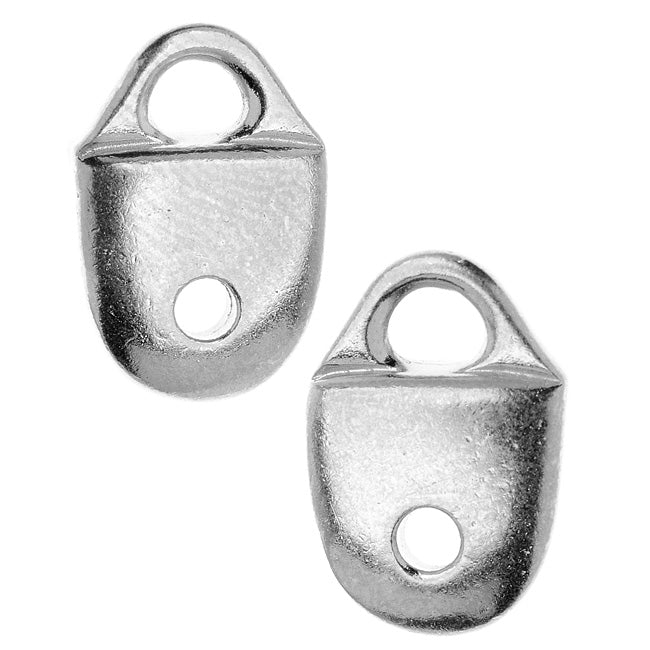 TierraCast Rhodium Plated Lead-Free Pewter Smooth Cord End Tips 11x17mm (2 Pieces)