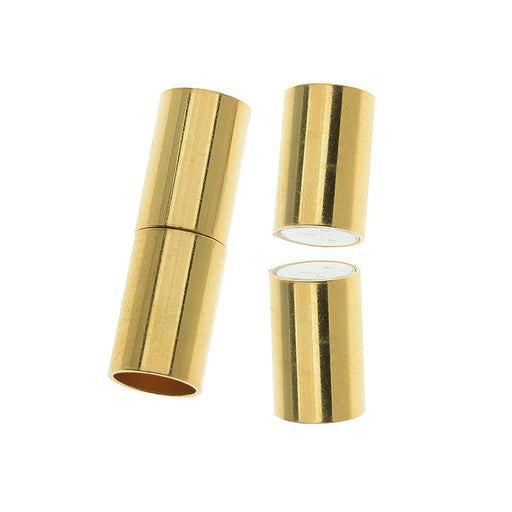 Extra strong golden magnetic clasp, 20 mm socket cylinder, 5 pieces  nickel-free, for DIY necklace cord