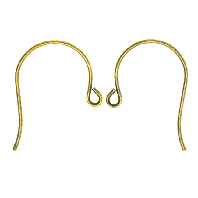 Nunn Design Earring Findings, 27mm Earwire Hooks, Antiqued Gold (1 Pair)