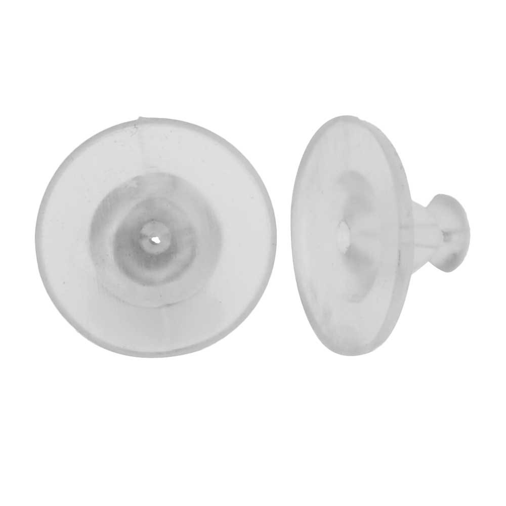 Earring Backs, Bullet Clutch with Pad 11x6mm, Clear (25 Pairs)