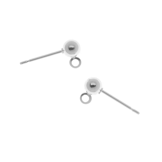 Silver Plated Stud Earrings Ball Post 