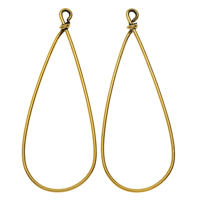 Nunn Design Wire Frame, Pear Drop 19.5x50.5mm Antiqued Gold Plated (1 Pair)