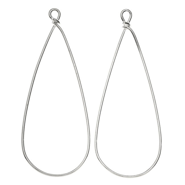 Nunn Design Wire Frame, Pear Drop 19.5x50.5mm Silver Plated (1 Pair)