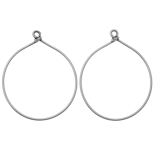 Nunn Design Wire Frame, Hoop Drop 31x38.5mm Antiqued Silver Plated (1 Pair)