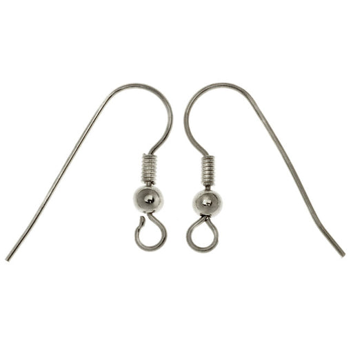 50 Gunmetal BLACK Plated Fish Hook Earrings Wires Coil Design Open