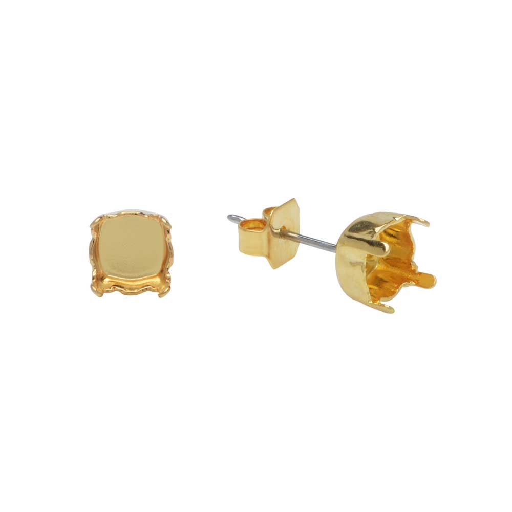 Gita Jewelry Setting for PRESTIGE Crystal, Stud Post Earrings for SS29 Chaton, Gold Plated, 1 Pair (1 Pair)