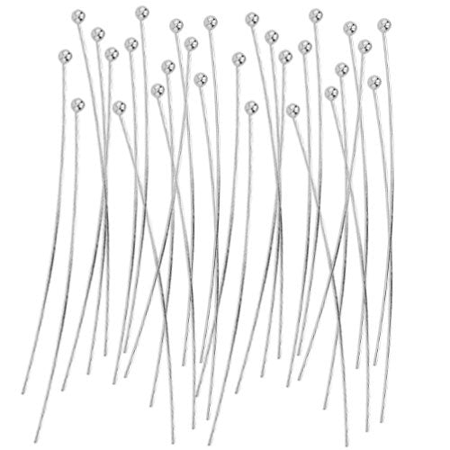 LiQunSweet 100 Pcs Golden Plated Brass Eye Pin 2-Inch Headpins (21 Gauge)  Eyepins for Jewelry Making - 50mm Length