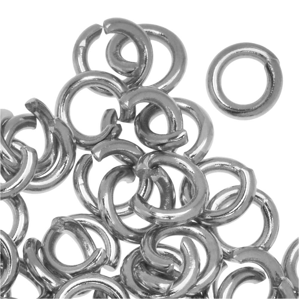 Jump Rings, Open 5mm Diameter 19 Gauge Stainless Steel (50 Pieces)