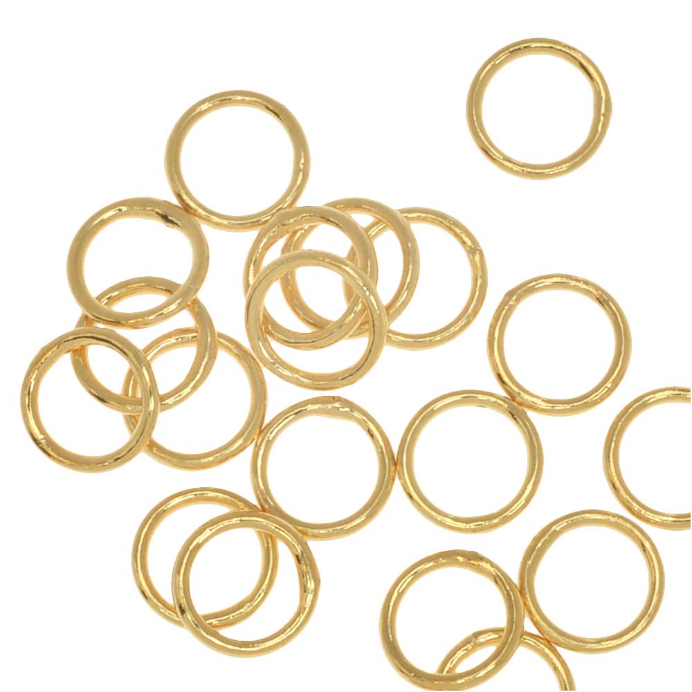 Jump Rings, Closed 6mm Diameter 20 Gauge, Gold Plated (20 Pieces)