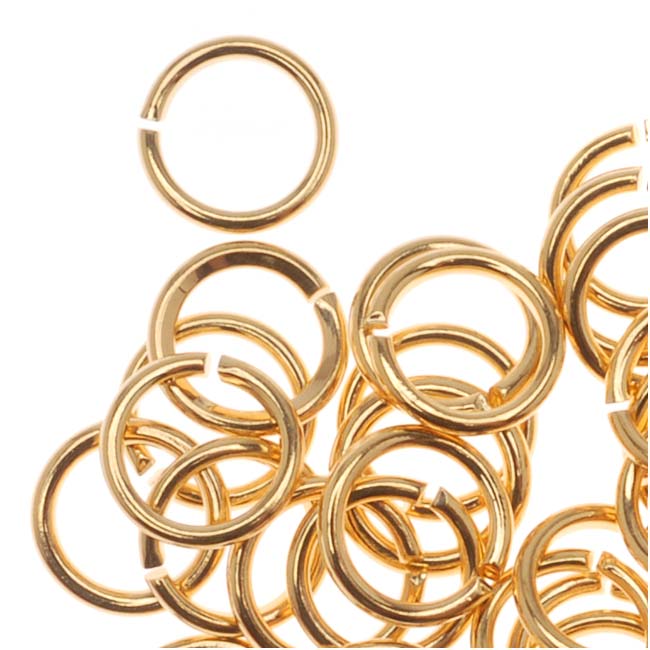 22K Gold Plated Open Jump Rings 5mm 21 Gauge (50 pcs)