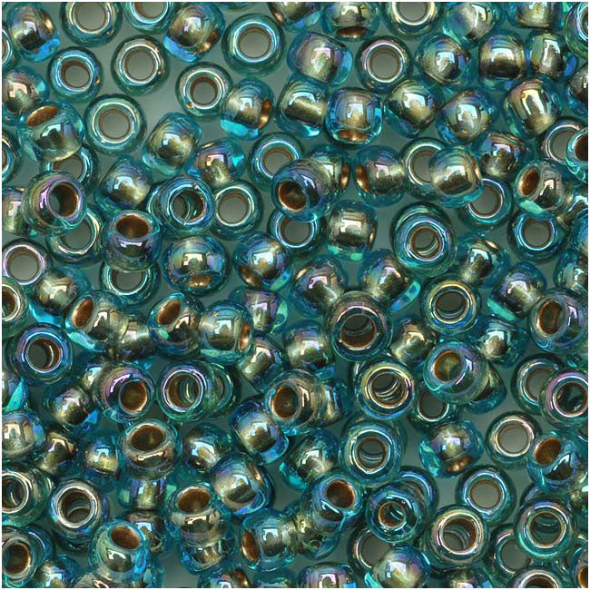 Toho Round Seed Beads 8/0 995 'Gold Lined Rainbow Aqua' 8 Gram Tube