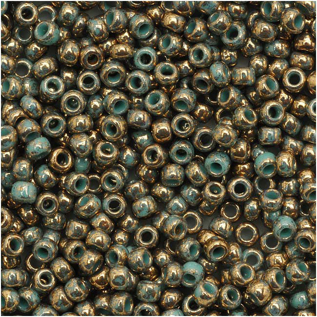 Toho Round Seed Beads 11/0 1703 'Gilded Marble Turquoise' 8 Gram Tube