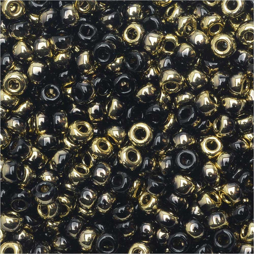 Beadsmith Unions, 8/0 Round Seed Beads, 22 Gram Tube, Black California Gold