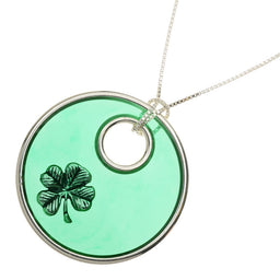 Shamrock Stained Glass Window Pendant Necklace