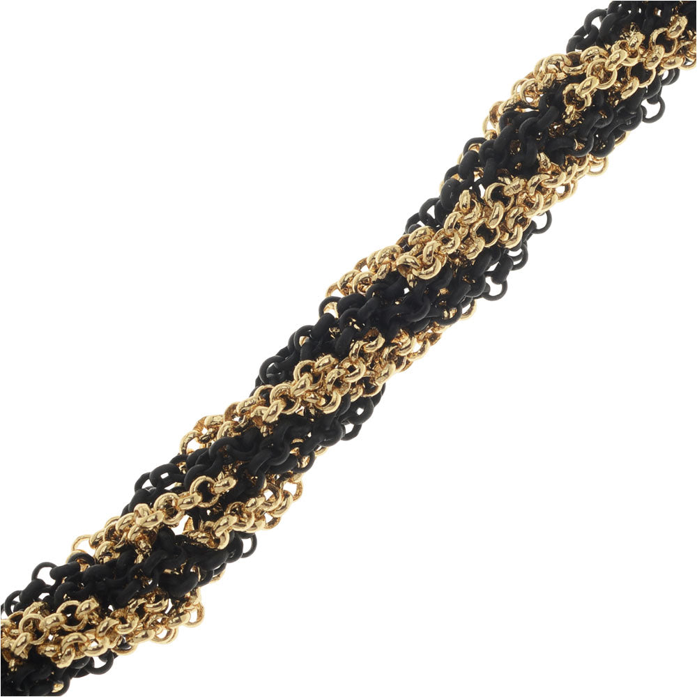 Kumihimo Braided Chain Necklace - Black & Gold