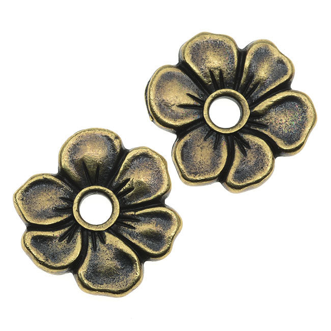 TierraCast Brass Oxide Finish Lead-Free Pewter Rivetable Apple Blossom Bead 15mm (2 Pieces)