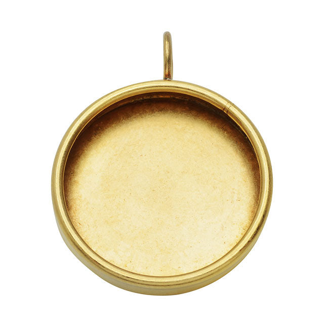Nunn Design Bezel Pendant, 28.5mm Round, Brass (1 Piece)