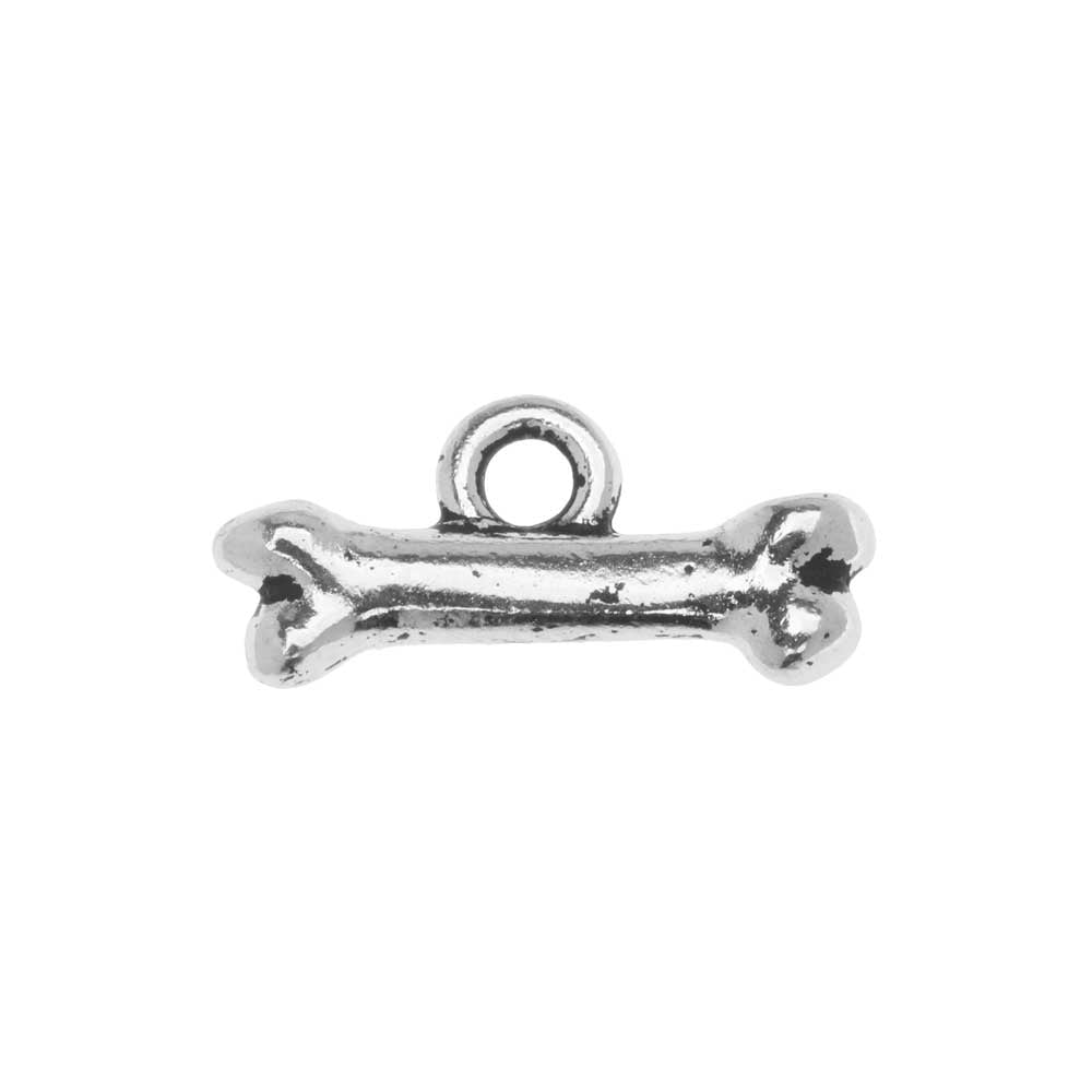 TierraCast Charm, Dog Bone 7.5x15mm, 1 Piece, Antiqued Silver Plated