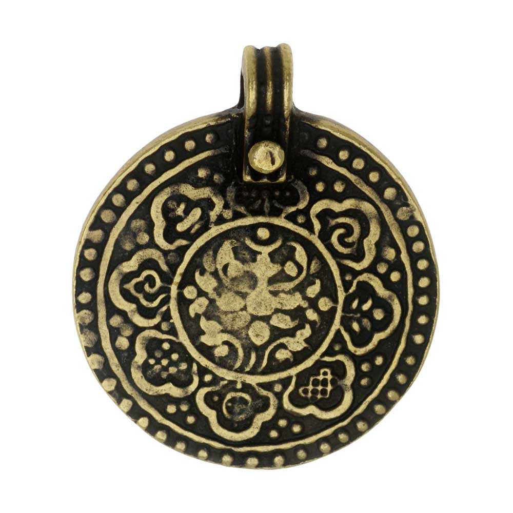 TierraCast Pewter Pendant, The 8 Fold Path Design 31.5x26.5mm, 1 Piece, Brass Oxide