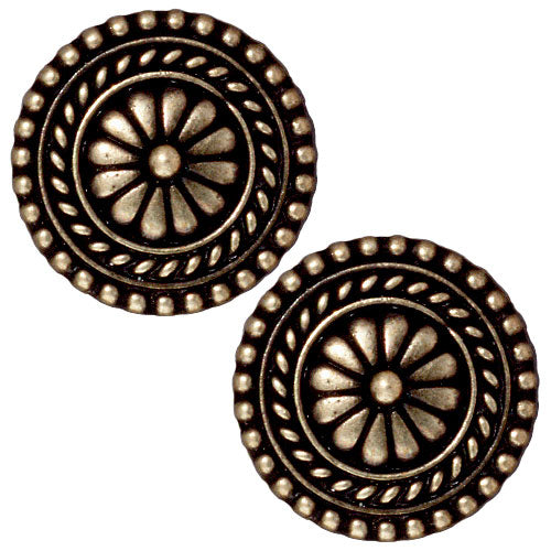 TierraCast Brass Oxide Finish Lead-Free Pewter Bali Style Button 18mm (2 Pieces)