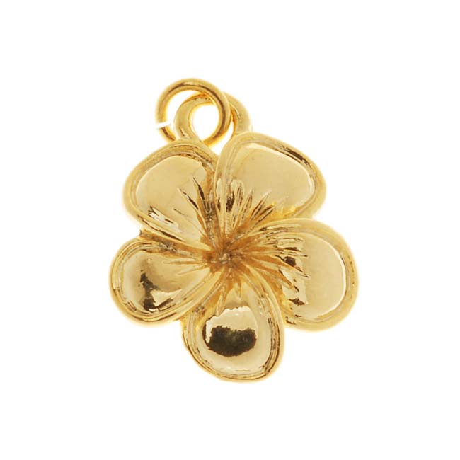 22K Gold Plated Tropical Plumeria Flower Charm 16mm (1 Piece)