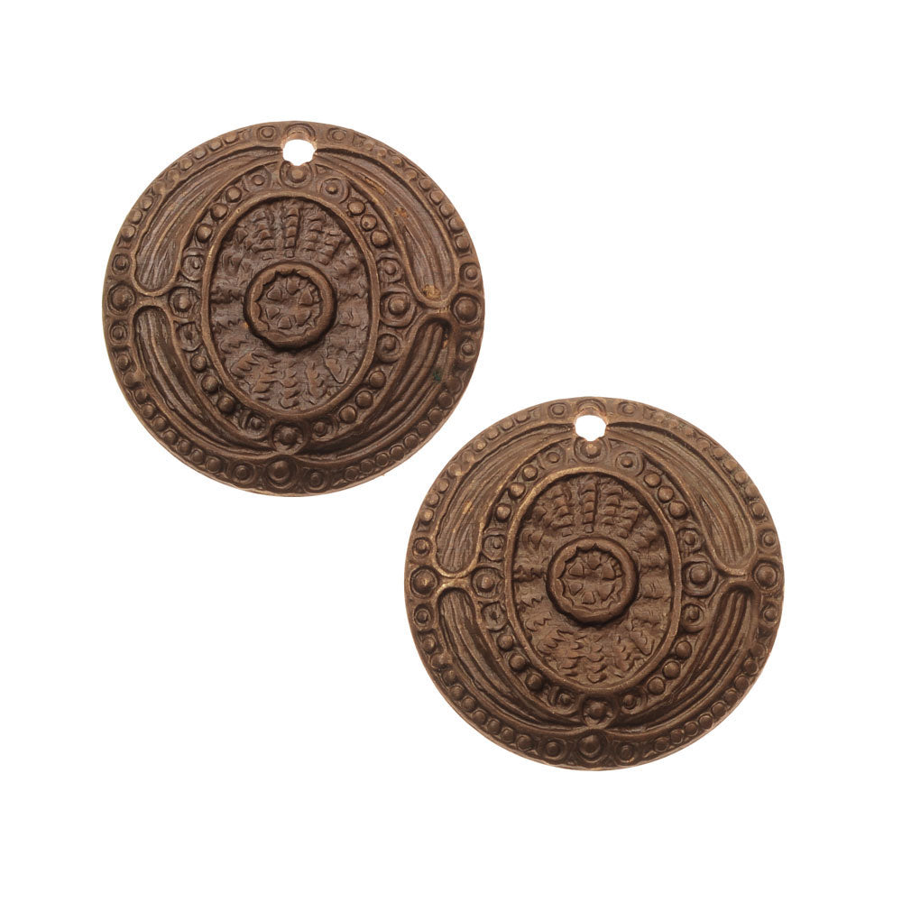 Vintaj Natural Brass, Ancient Coin Charms 16mm (2 Pieces)