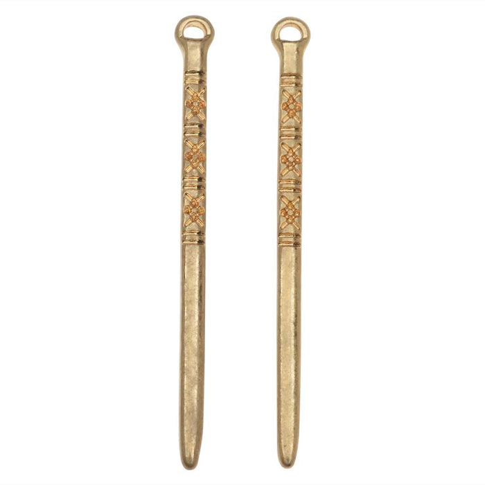 Zola Elements Pendant, Tufted Spike 2.2x41mm, 2 Pieces, Satin Gold Tone