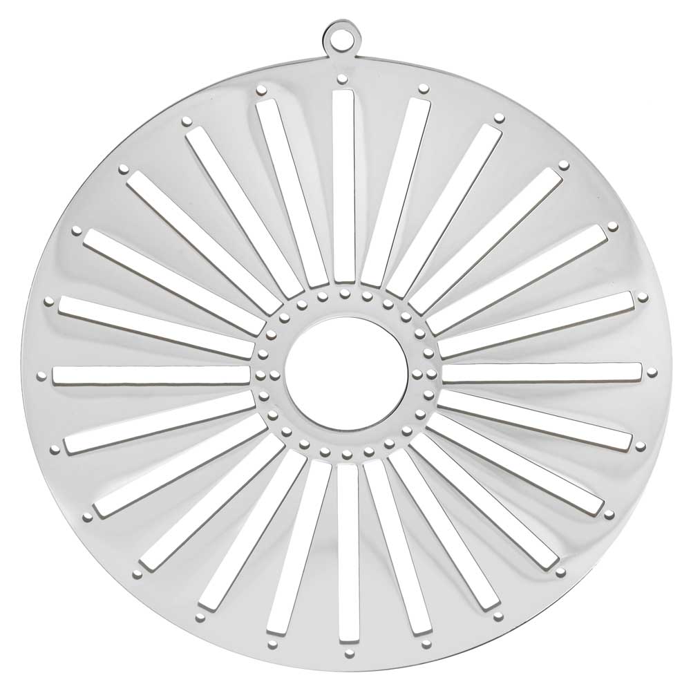 Centerline Beadable Pendant, Round Sun with Cutouts and Holes 62mm, Rhodium Plated (1 Piece)