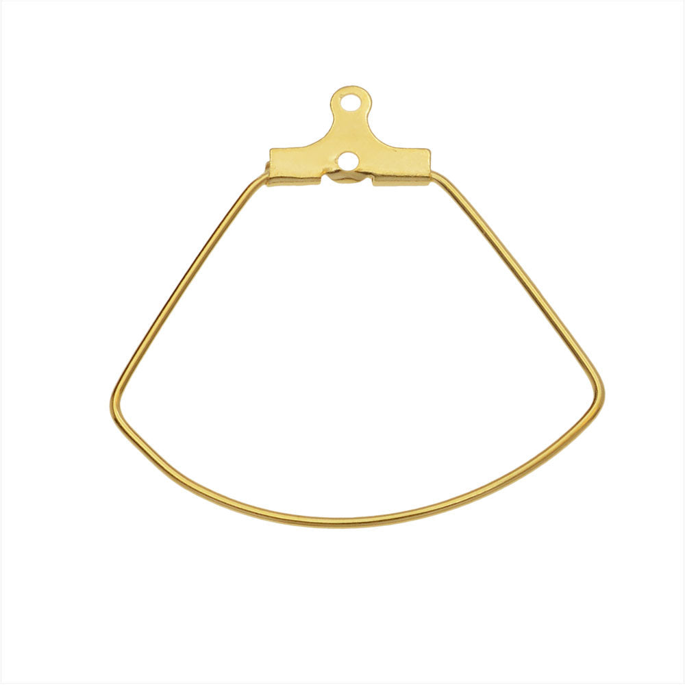 Beadable Open Wire Frame for Earrings or Pendants, Fanned Drop 26x27mm, Gold Tone (4 Pieces)