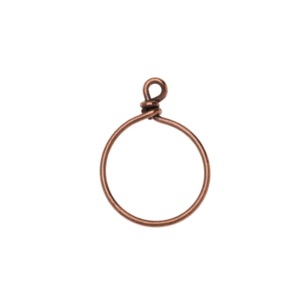 Beadable Wrapped Wire Hoop, For Pendants or Earrings 20mm Wide, Antiqued Copper Plated, By TierraCast (1 Piece)