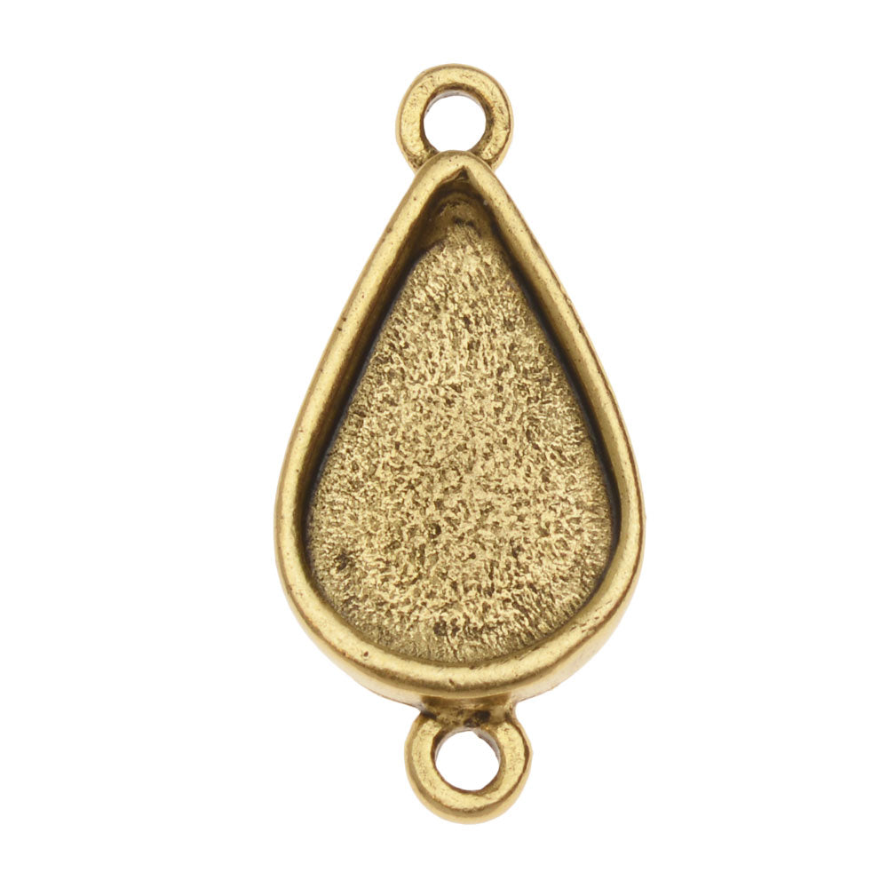 Bezel Pendant Link, Drop 22.5x10.5mm, Antiqued Gold, by Nunn Design (1 Piece)