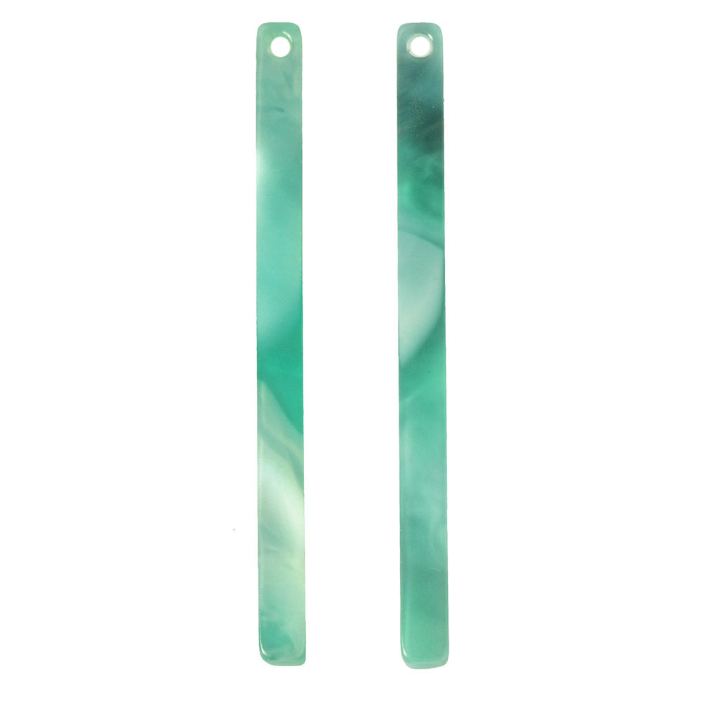 Zola Elements Acetate Pendant, Bar Drop 3x39mm, Emerald Marbled (2 Pieces)