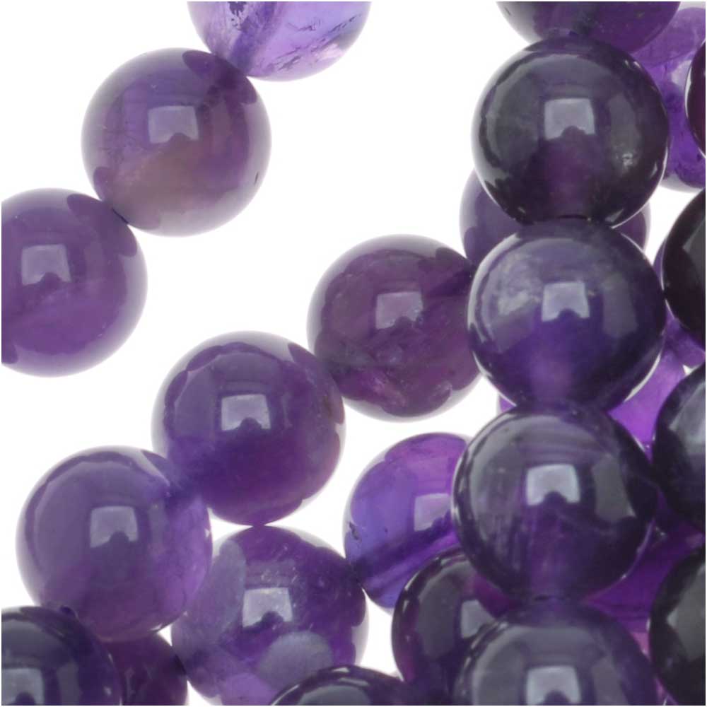 Gemstone Beads, Amethyst, Round 8mm, Purple (15.5 Inch Strand)