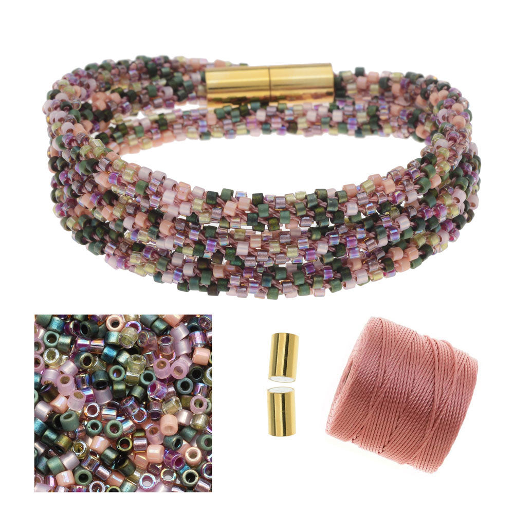 Refill - Beaded Kumihimo Wrap Bracelet Kit-Rose Tone - Exclusive Beadaholique Jewelry Kit