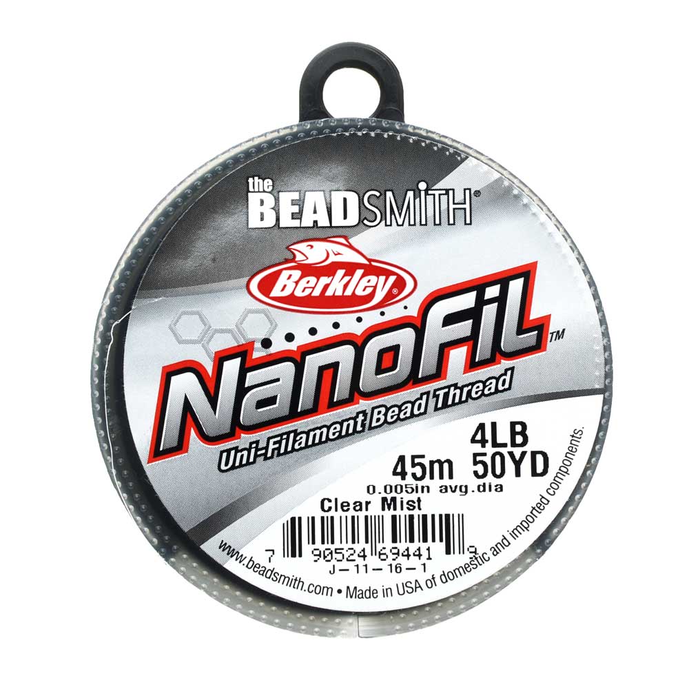 The Beadsmith NanoFil Uni-Filament Beading Thread, 50 Yards, Clear Mist (0.005 Inch Thick)