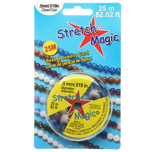 Stretch Magic Cord, Round .6mm (.024 Inch) Thick, 25 Meter Spool, Clear 