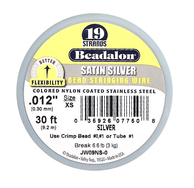 Beadalon Wire Satin Silver 19 Strand .012 Inch / 30Ft