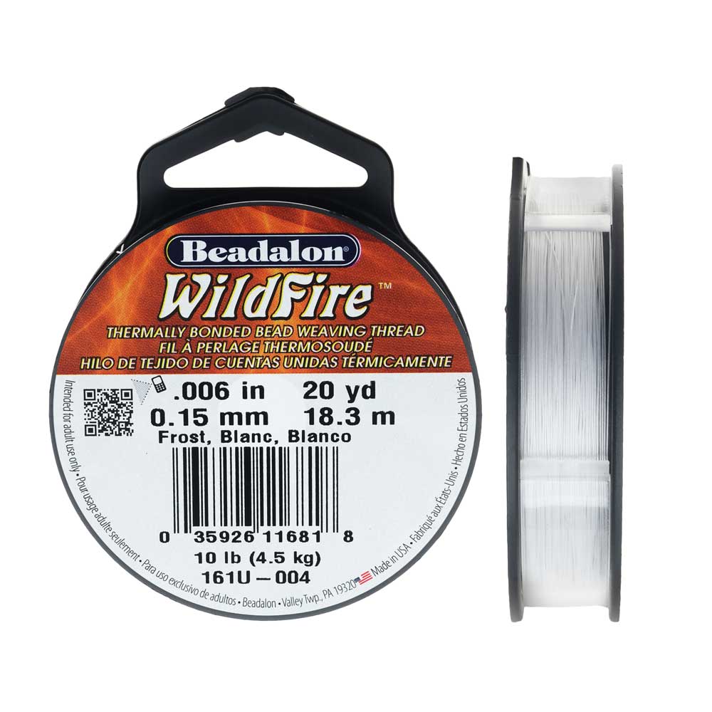 Wildfire Thermal Bonded Beading Thread, 20 Yard Spool, Frost / White (.006 Inch Thick)