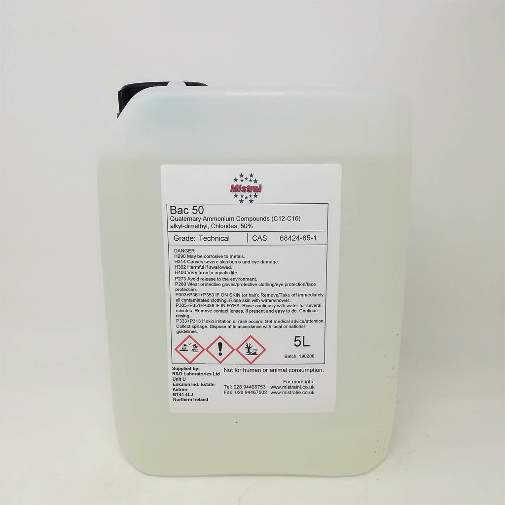 Buy Alkyl Dimethyl Benzyl Ammonium Chloride Benzalkonium Bac50 Uk Mistral Industrial Chemicals