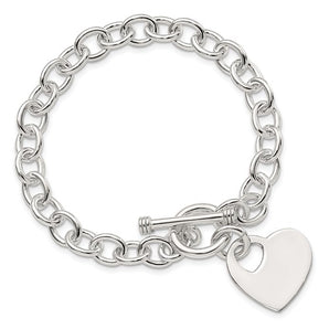 Buy 925 Solid Silver Toggle Heart Charm Bracelet Personalized Online in  India 