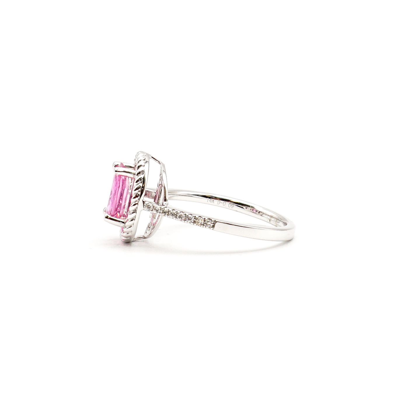 14K White Gold Pink Sappphire and Diamond Ring